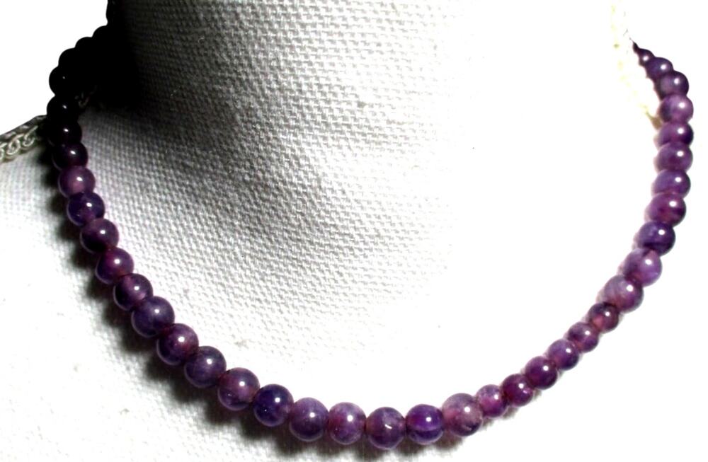 Vintage Purple Amethyst Necklace With Round Filigree Clasp 16"